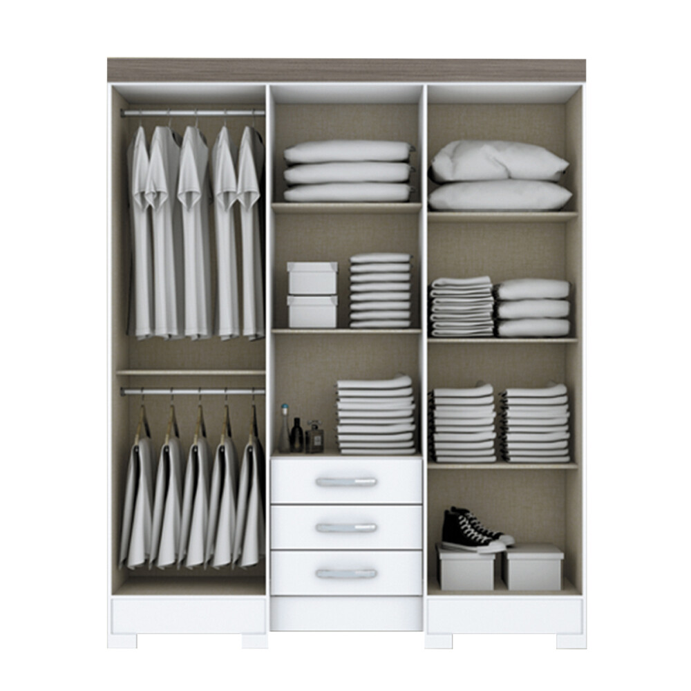 ROPERO 6 PUERTAS 3 CAJONES GUARDARROPA ARMARIO PLACARD CLOSET BLANCO