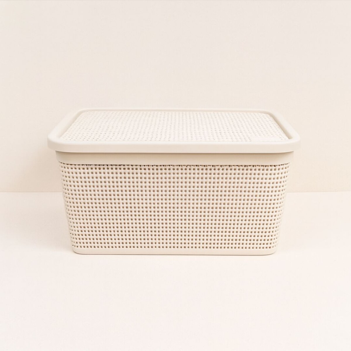 CAJA ORGANIZADORA SIMIL RATTAN 7.5LTS BEIGE 