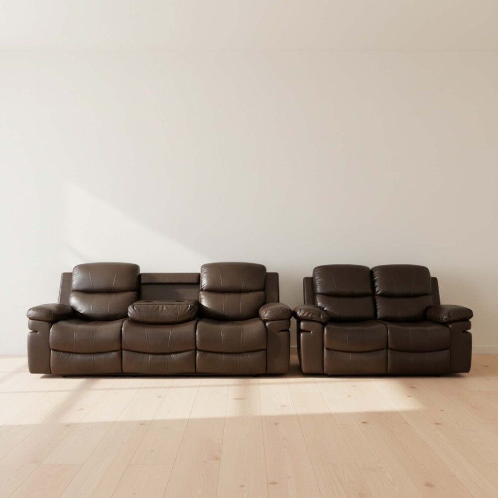 JUEGO DE SILLONES RE-CUERO MR2138 3 + 2 CHOCOLATE