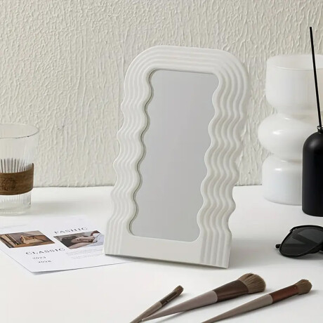 Espejo de tocador con marco en forma de ondas Blanco