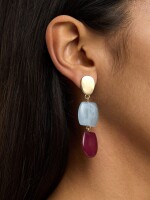 Pendientes Largos Efecto Piedra multicolor