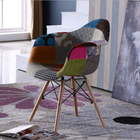 SILLA DE COMEDOR EAMES CON APOYABRAZO Silla Eames Patchwork con Posabrazos