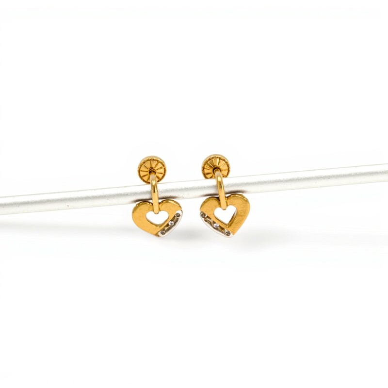 Caravanas Corazón de oro- Oro bajo - Zirconia- CA8051 conpiedra