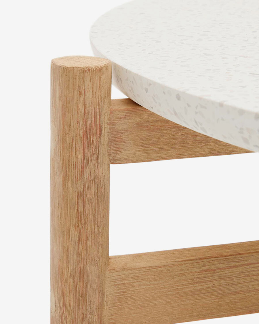 Mesa de centro Pola de cemento y madera maciza de eucalipto Ø 80 cm FSC 100% Mesa de centro Pola de cemento y madera maciza de eucalipto Ø 80 cm FSC 100%