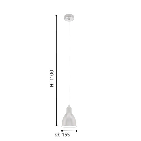 Lámpara colgante campana metal blanco E27 PRIDDY EG0208X