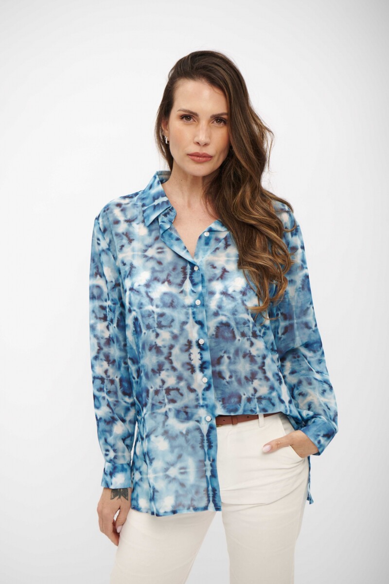 CAMISA BELI CELESTE Y BLANCO