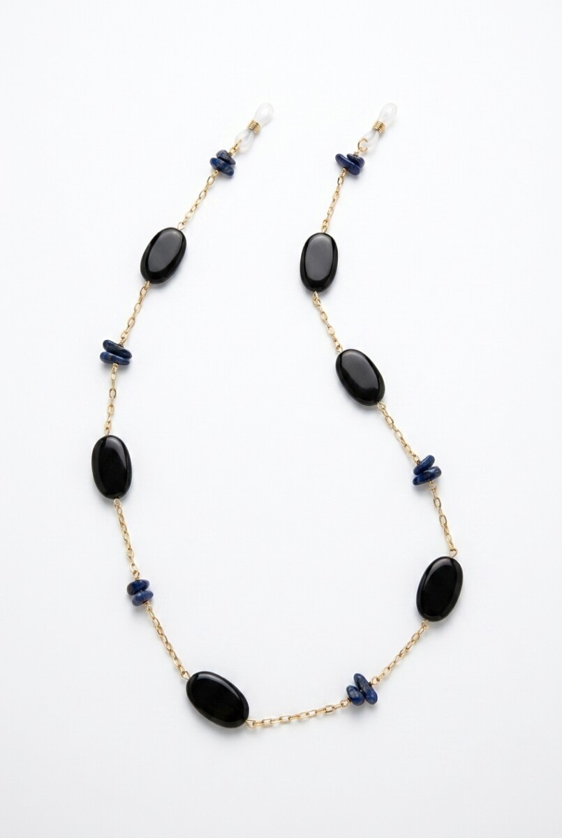 Correa para lentes cadena piedras acrílico - negro 
