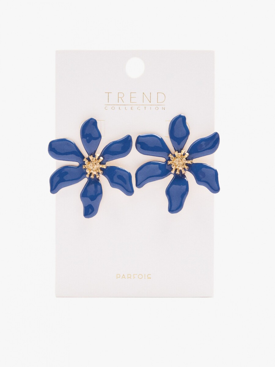 Pendientes Maxi De Flor azul