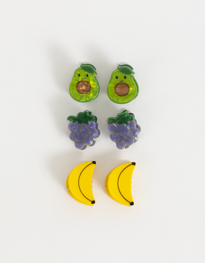 Hebillas Infantiles Frutas Set De Mini Broches Infantiles - Combinacion Tricolor