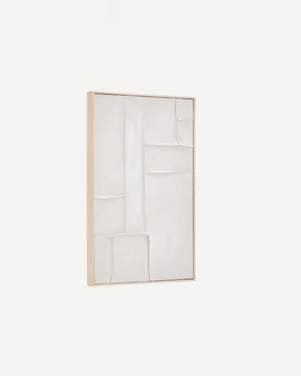 Cuadro Klis de lino con formas geométricas blanco - 60 x 90 cm 