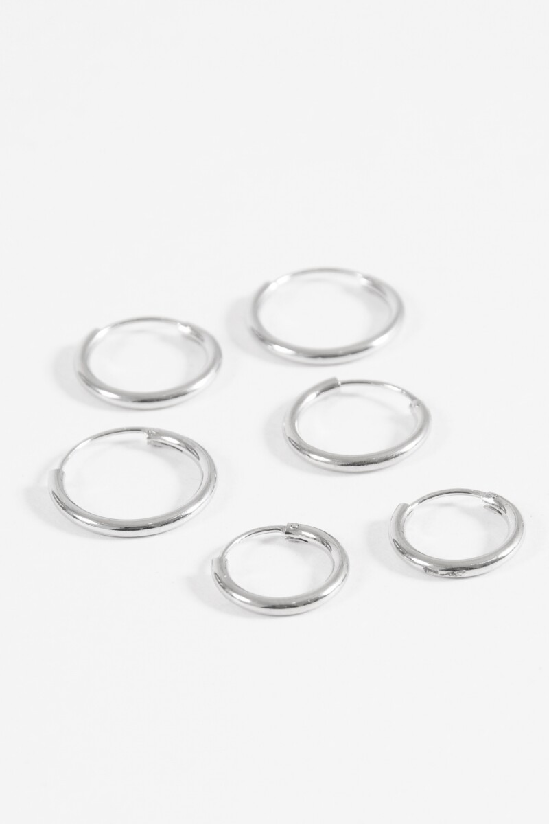 Set de aros pequeños plateado