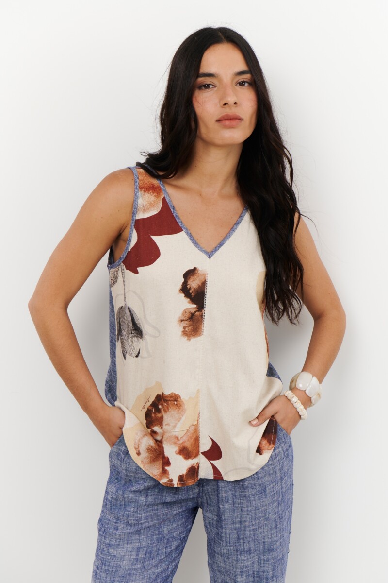 MUSCULOSA LINO TULIP AZUL