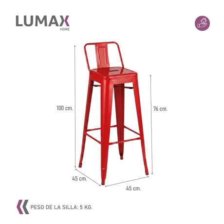 Taburete Tolix en metal con respaldo Rojo