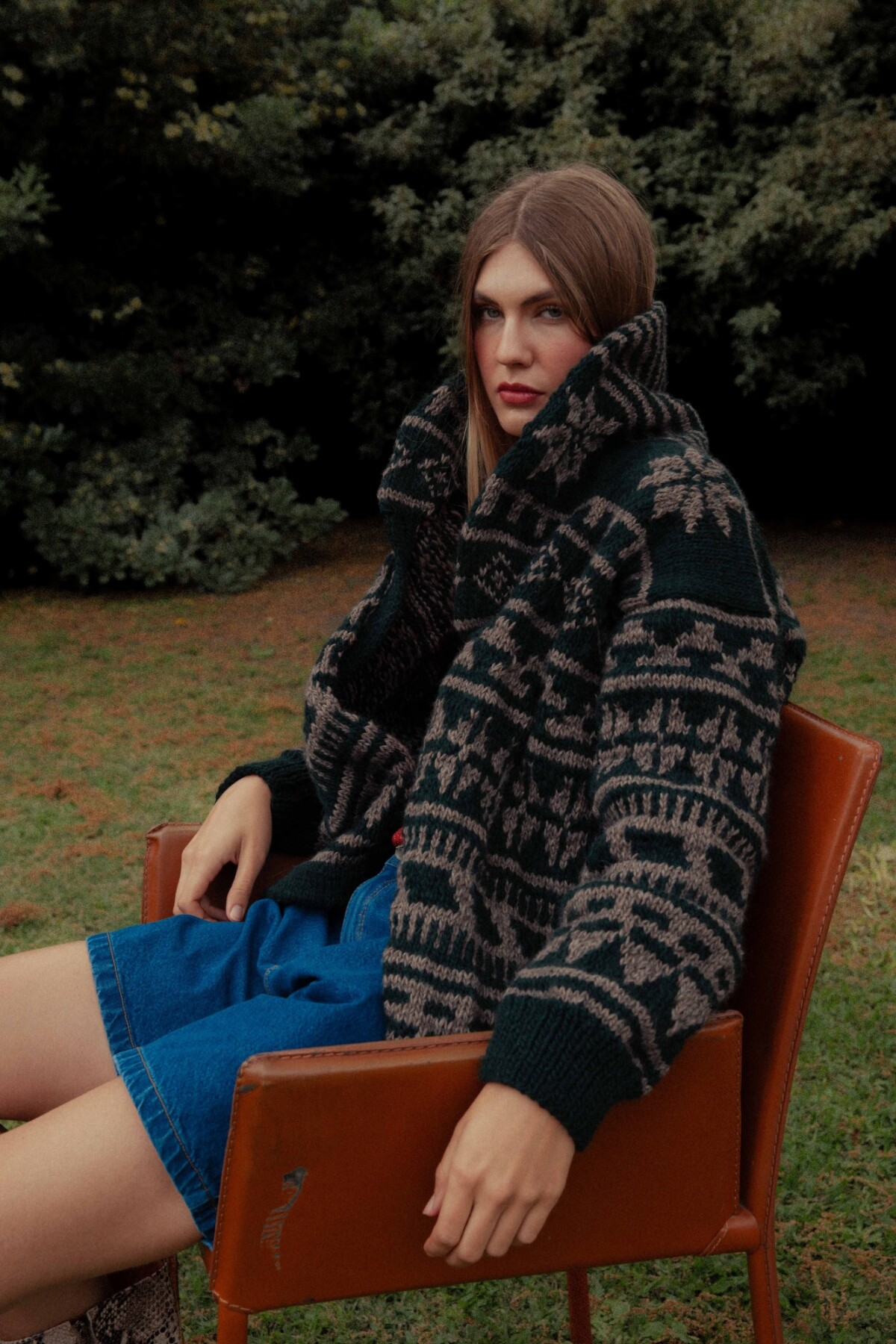 Saco Rosly Lana Base Topo Con Verde