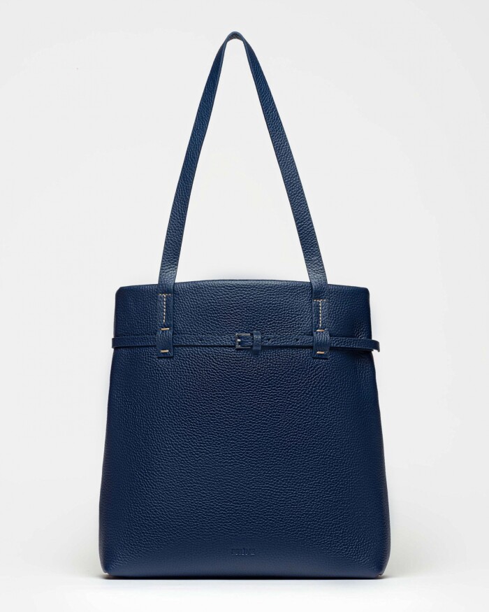 Shopper Bay en cuero graneado Marine Blue