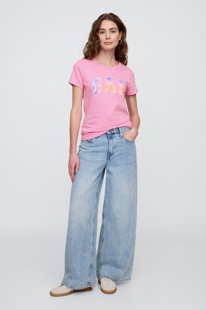 Remera Logo Gap Mujer Sugar Pink