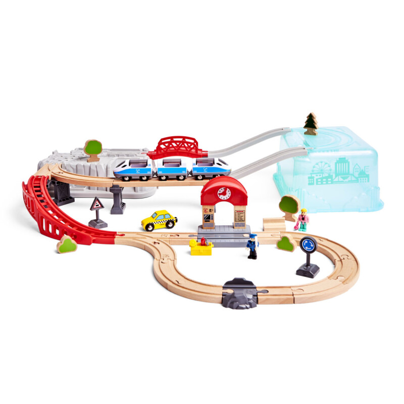 Pista de tren Juego de Bloques de Construcción Tren de Ciudad Hape Pista de tren Juego de Bloques de Construcción Tren de Ciudad Hape