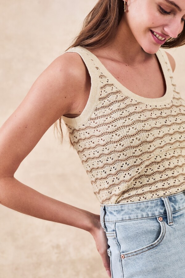 Top Metalizado Textura Camel