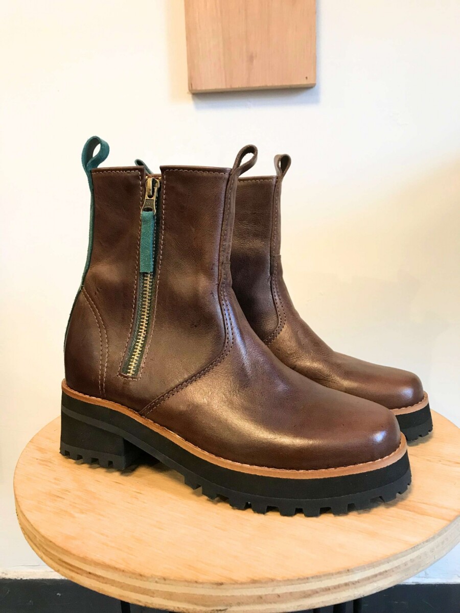 Botas Ankerita - Marrón choco y verde 