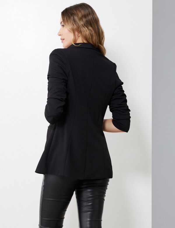 Blazer Crepe Manga Fruncida NEGRO