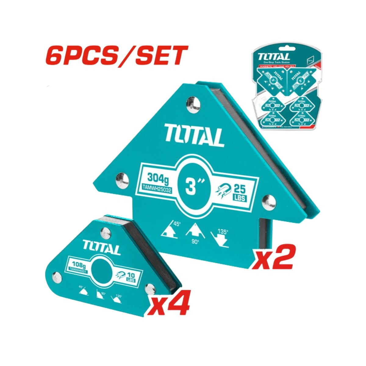 Set X6 Escuadra Magnetica 3" 25lbs Total 