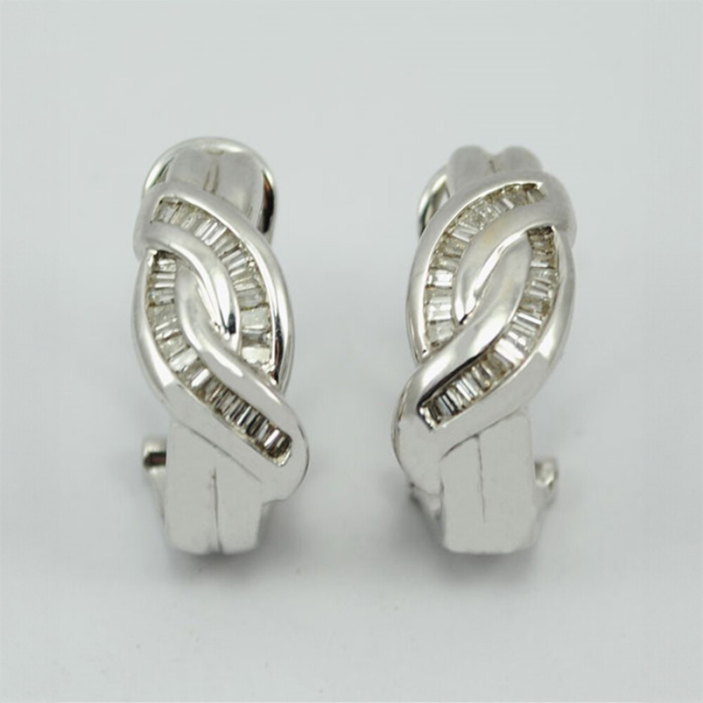 Caravanas Oro Blanco 18K Y Brillantes. C Caravanas Oro Blanco 18K Y Brillantes. C