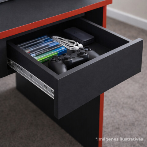 Escritorio Gamer con Cajón y Soporte para CPU | Mesa Gaming Moderna - Grafito / Rojo Escritorio Gamer con Cajón y Soporte para CPU | Mesa Gaming Moderna - Grafito / Rojo