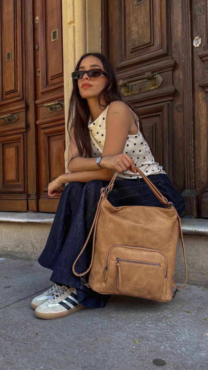 CARTERA MOCHILA VERBENA - ALMENDRA 