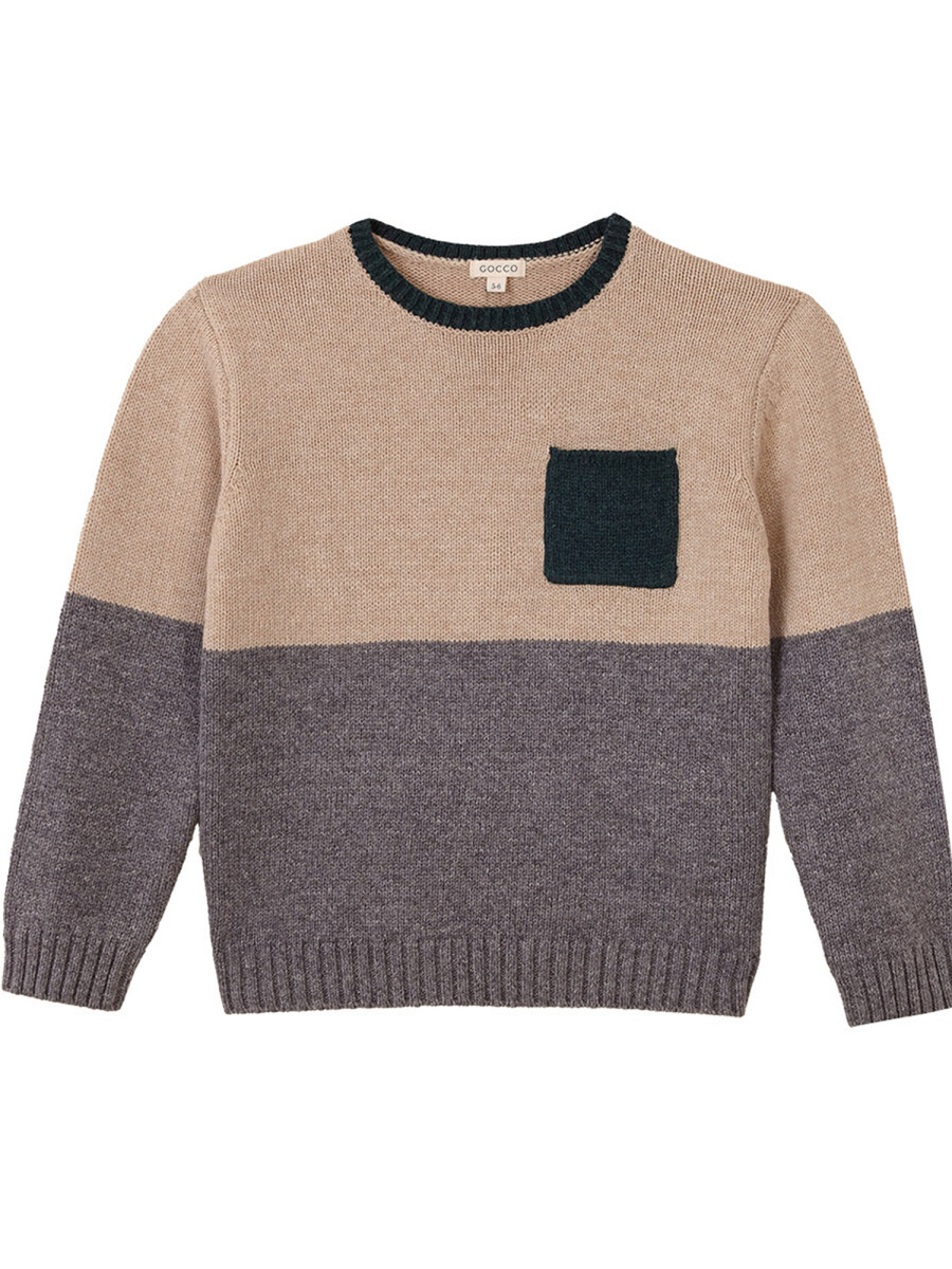 Jersey Bicolor Con Bolsillo Topo Melange