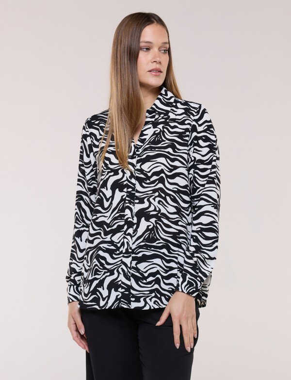 Camisa Gasa Print BLANCO/NEGRO