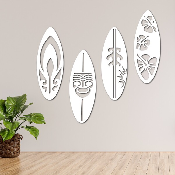 Set x4 Cuadros Calados Modernos Living Decorativo Tablas de Surf Madera MDF Imback Color Blanco Set x4 Cuadros Calados Modernos Living Decorativo Tablas de Surf Madera MDF Imback Color Blanco