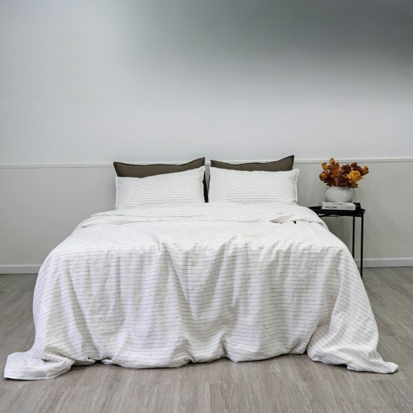 FUNDA DE DUVET FRENCH FLAX LINEN BLANCO - QUEEN