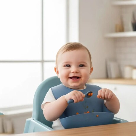 Set Alimentación Bebé en Silicona Libre Bpa 10 Piezas Azul