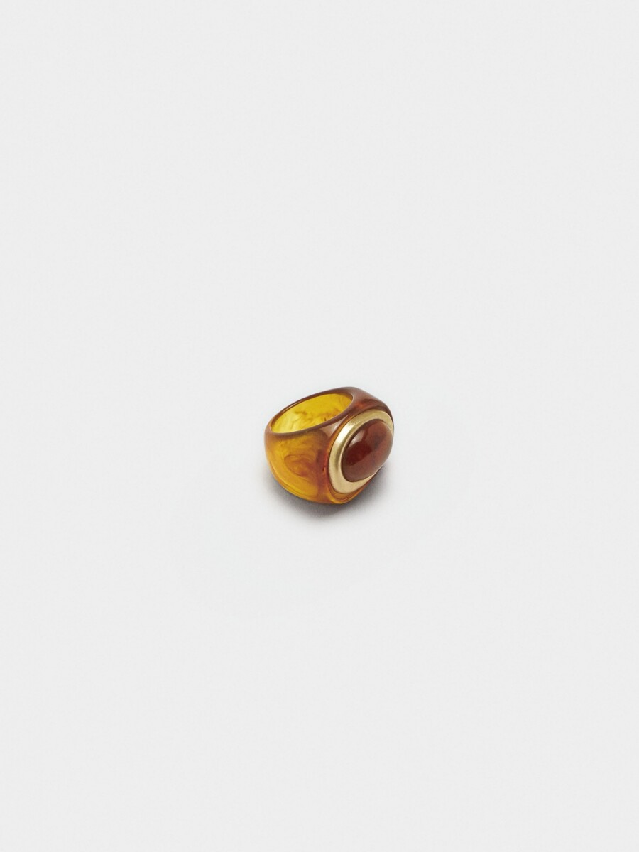 Anillo Ovalado Efecto Piedra marron
