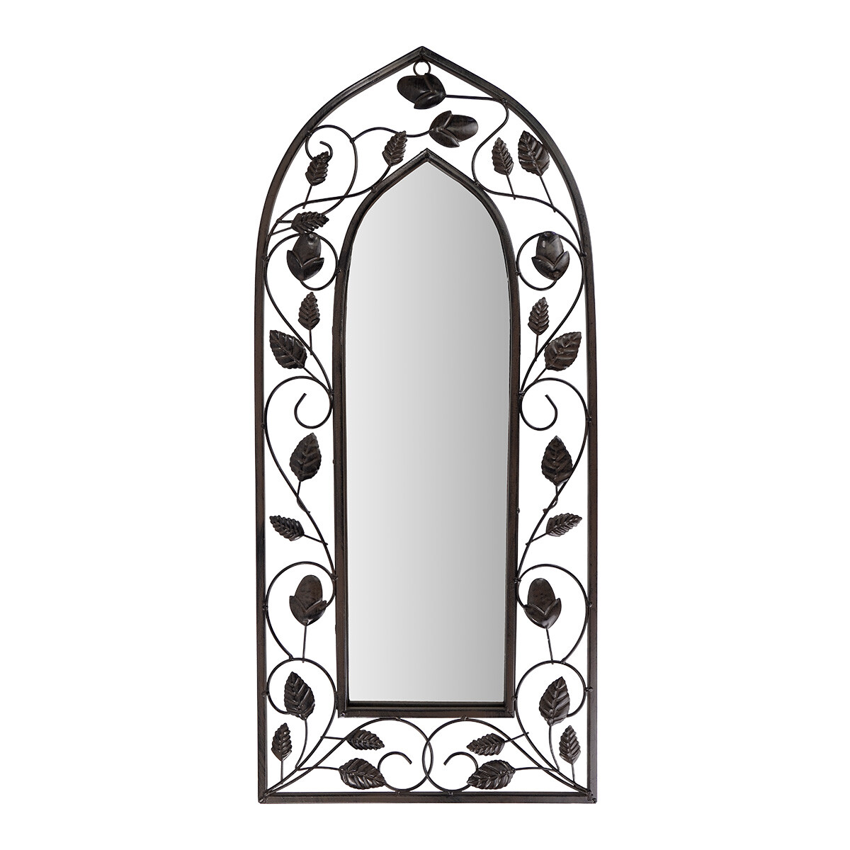 Espejo con marco de metal labrado 