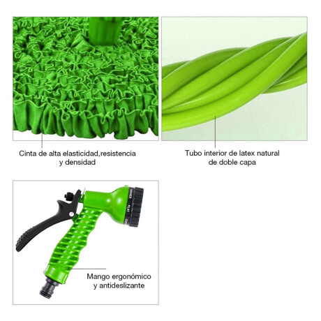 Manguera Flexible Extensible Hasta 37.5mt + Pistola de Riego Verde