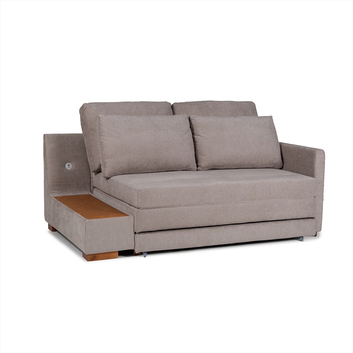 Sofá Cama Niki - Con mesa - Tela Microfibra - 10287 (Tostado) 