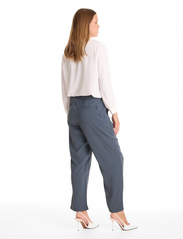 Pantalon Relaxed Fit & Cintura Elástica Posterior GRIS OSCURO