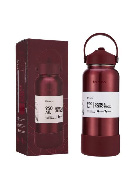 Botella Térmica con Pico 950mL. Rojo Metalizado