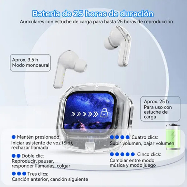 Auricular Bluetooth Air Max Pantalla Táctil Tws NEGRO