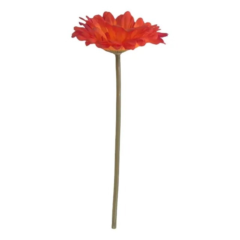 Flor Artificial Gerbera naranja tallo corto Flor Artificial Gerbera naranja tallo corto