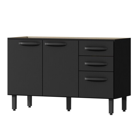 Bajo Mesada de Cocina 3 Puertas 2 Cajones 120 x 77 x 50 cm - NERO Bajo Mesada de Cocina 3 Puertas 2 Cajones 120 x 77 x 50 cm - NERO