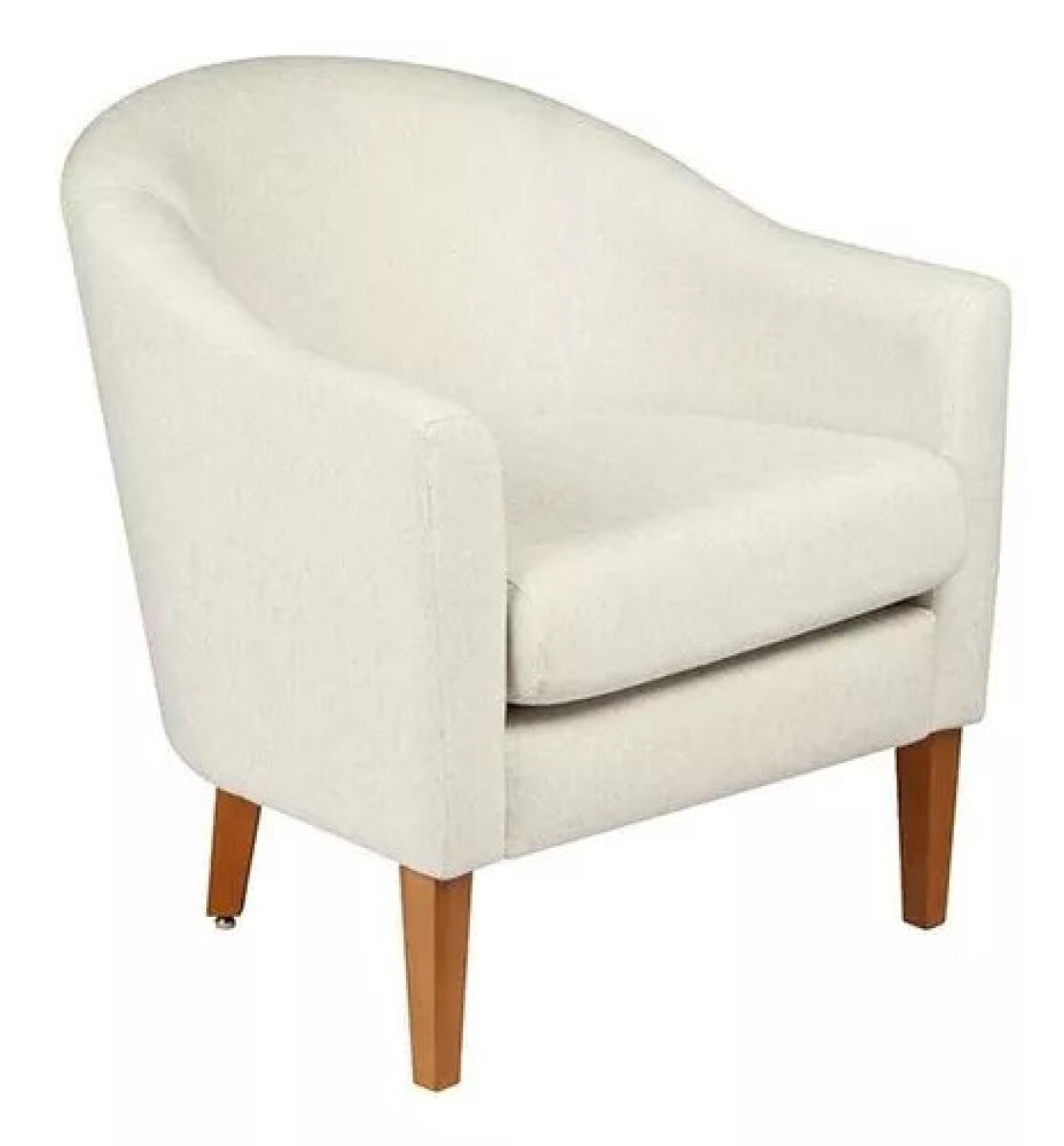 POLTRONA MADERA CLARA - TAPIZADO EN PU COLOR PERLA 