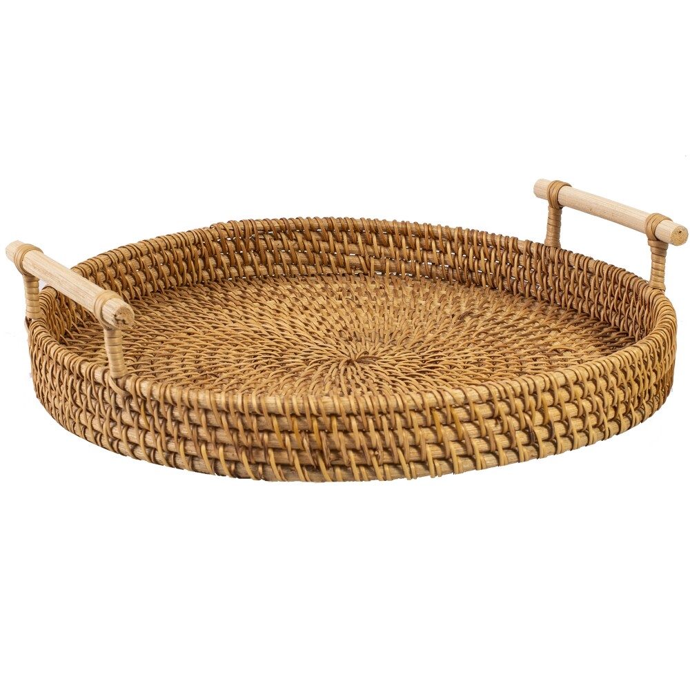 BANDEJA RATTAN NATURAL-BEIGE REDONDA