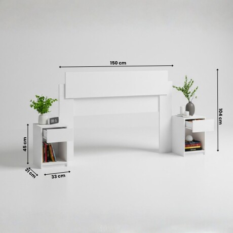 RESPALDO CABECERA 2 PLAZAS CON MESAS DE LUZ BLANCO