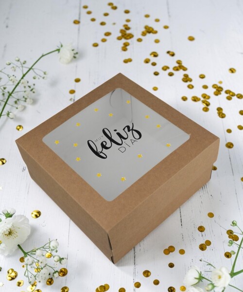 Caja flexi 20x20x9,5. c/visor impreso - diseño surtidos Caja flexi 20x20x9,5. c/visor impreso - diseño surtidos