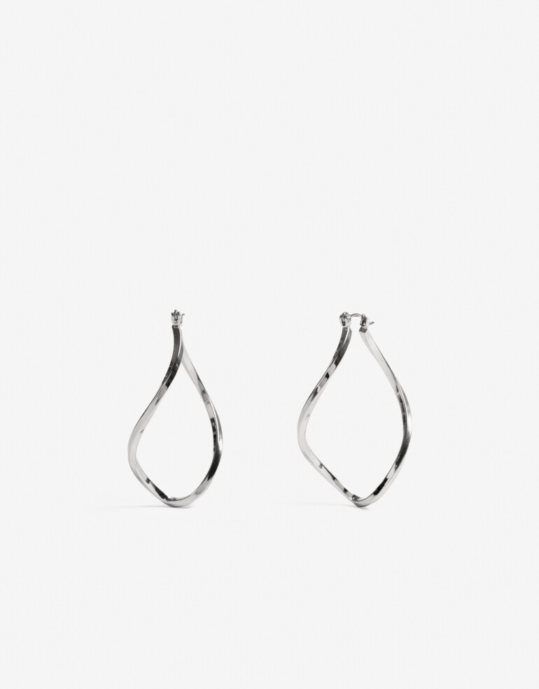 Aros Argollas Metal Argollas Metal Ovaladas - Plateado Rodio