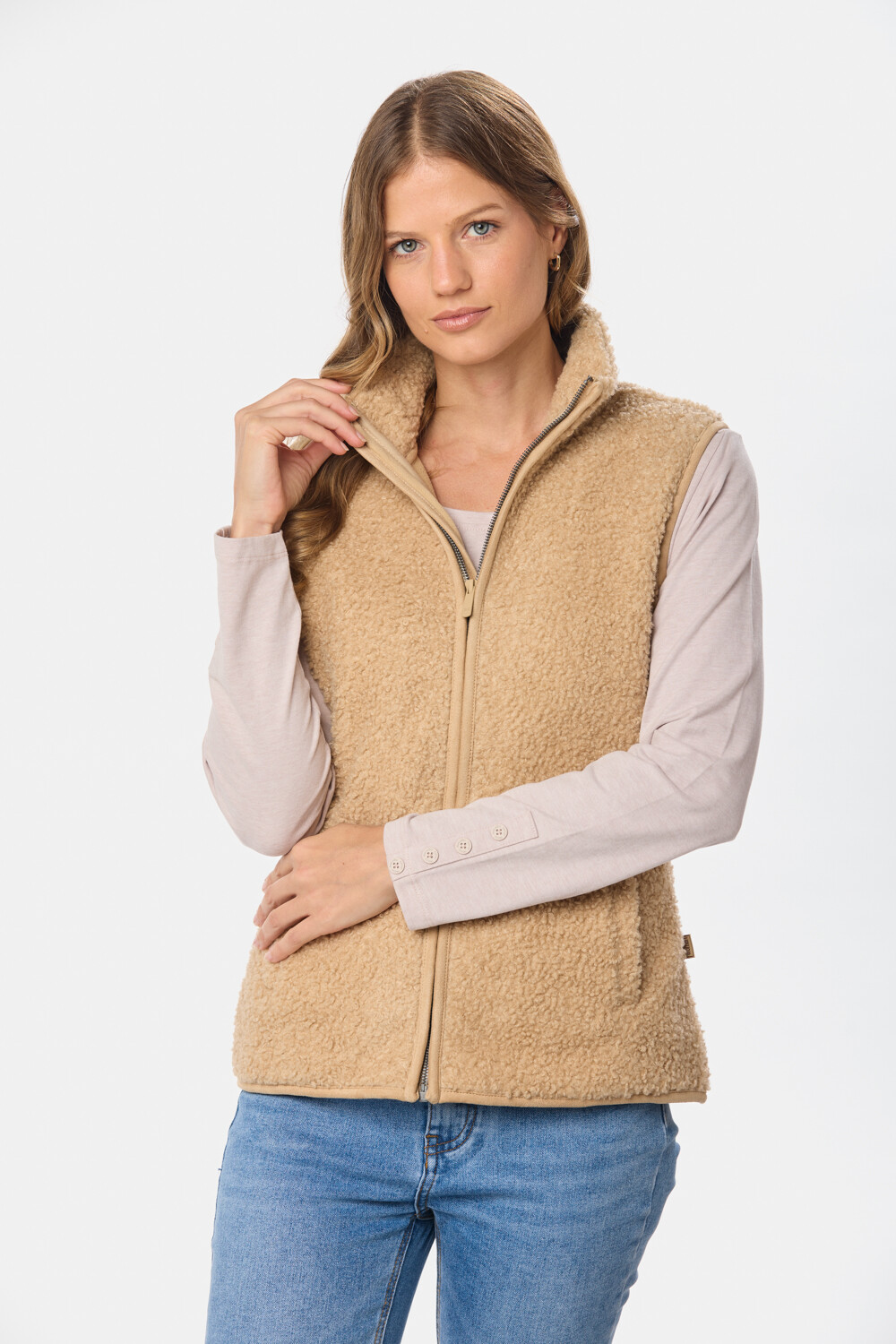 CHALECO TEJIDO CORDERITO Beige