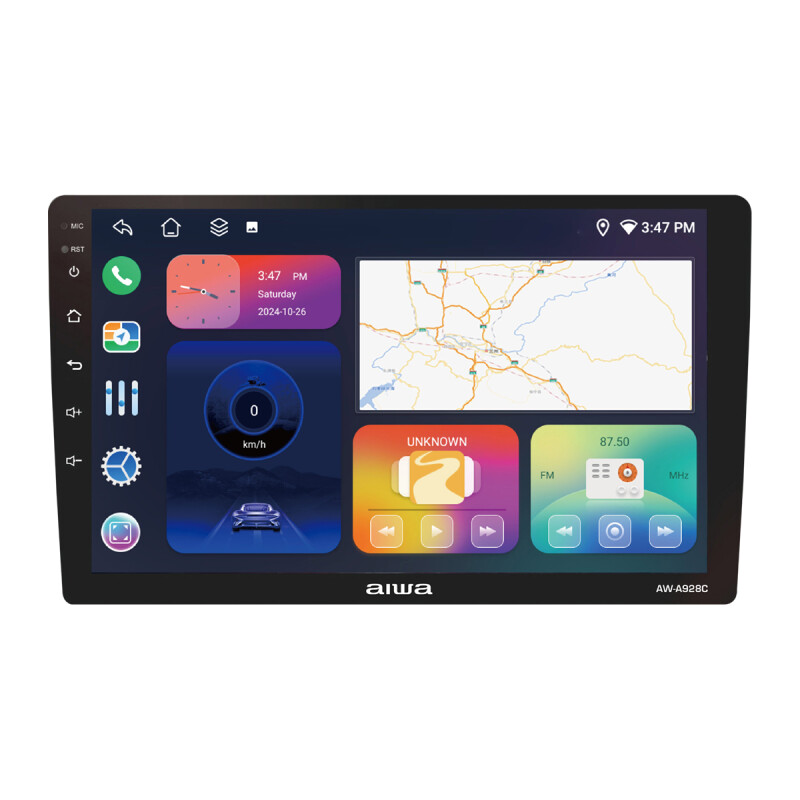 Radio Multimedia para Auto AIWA 2 Din QLED 9" Android 11 con Carplay, Android Auto y 4G | AW-A928C Radio Multimedia para Auto AIWA 2 Din QLED 9" Android 11 con Carplay, Android Auto y 4G | AW-A928C