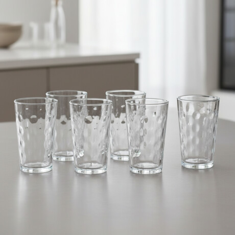 Set x6 Vaso de vidrio 325ml dots TRANSPARENTE